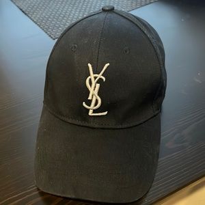 YSL cap in black with silver logo